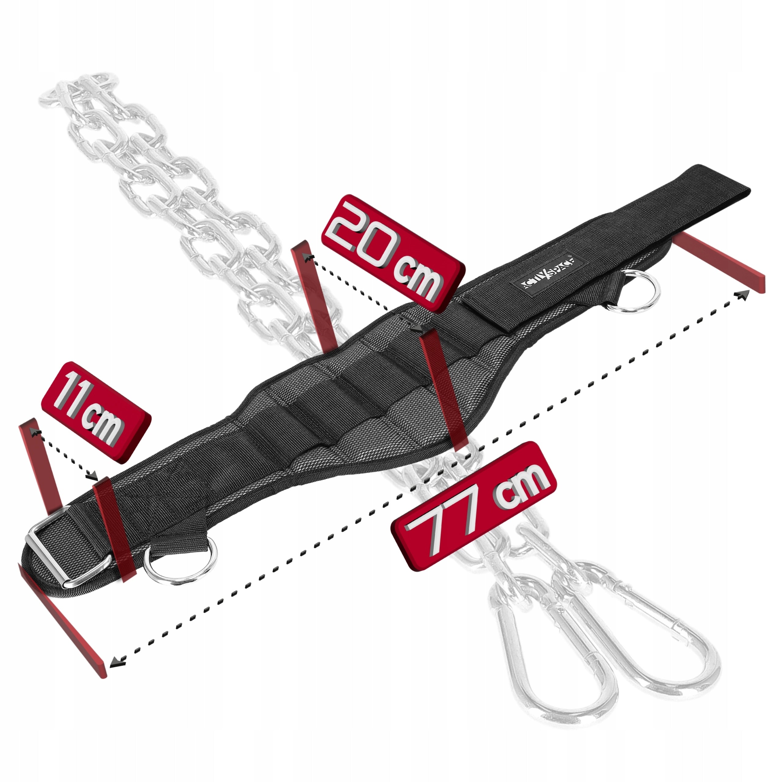 BODYBUILDING WEIGHT BELT WITH DIP BELT CHAIN STRONG FOR PULL-UP Total length 77 cm