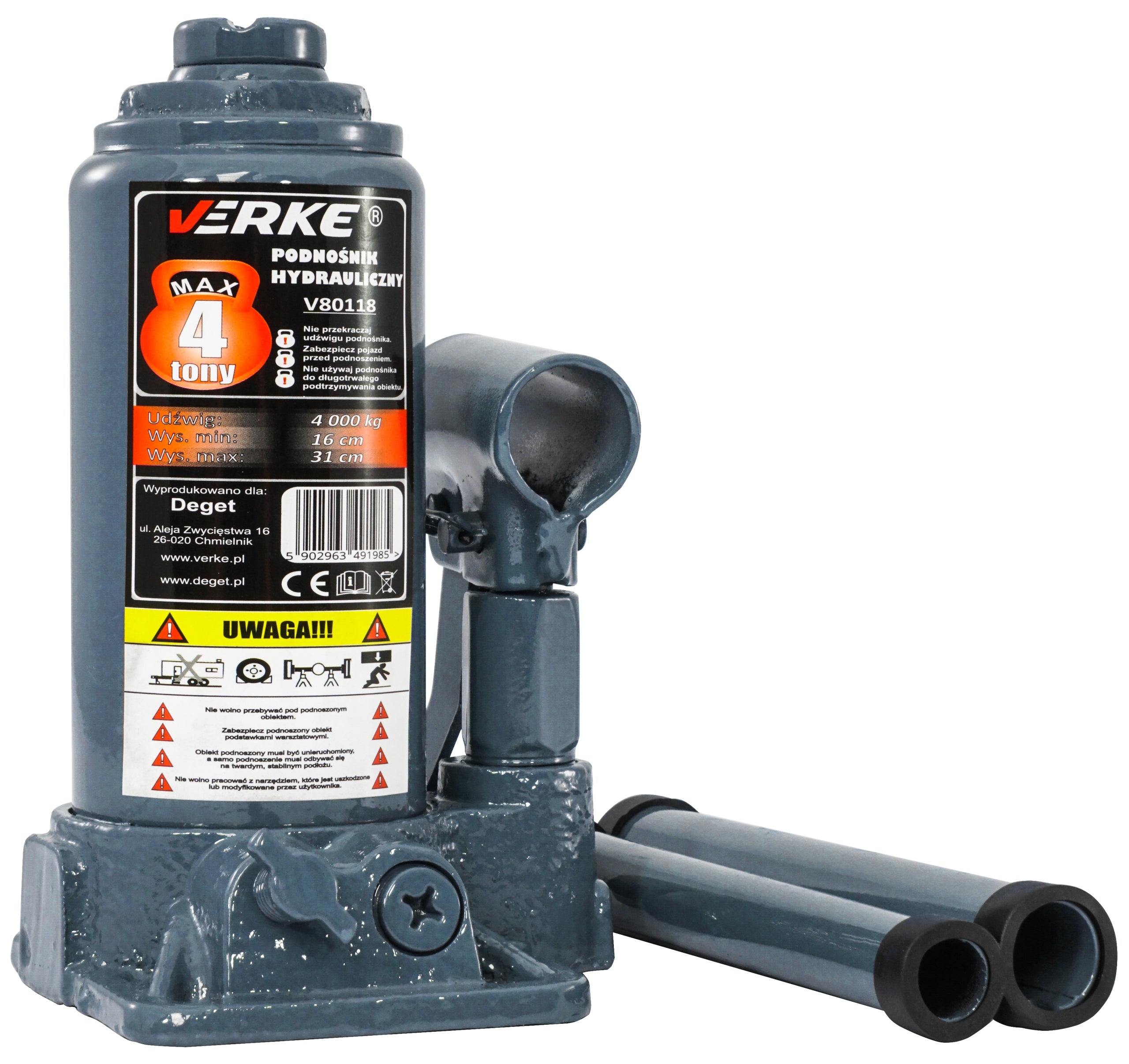 BOLLARD LIFT 4T TONS HYDRAULIC FROG JACK BOTTLE VALVE HIGH Brand Verke