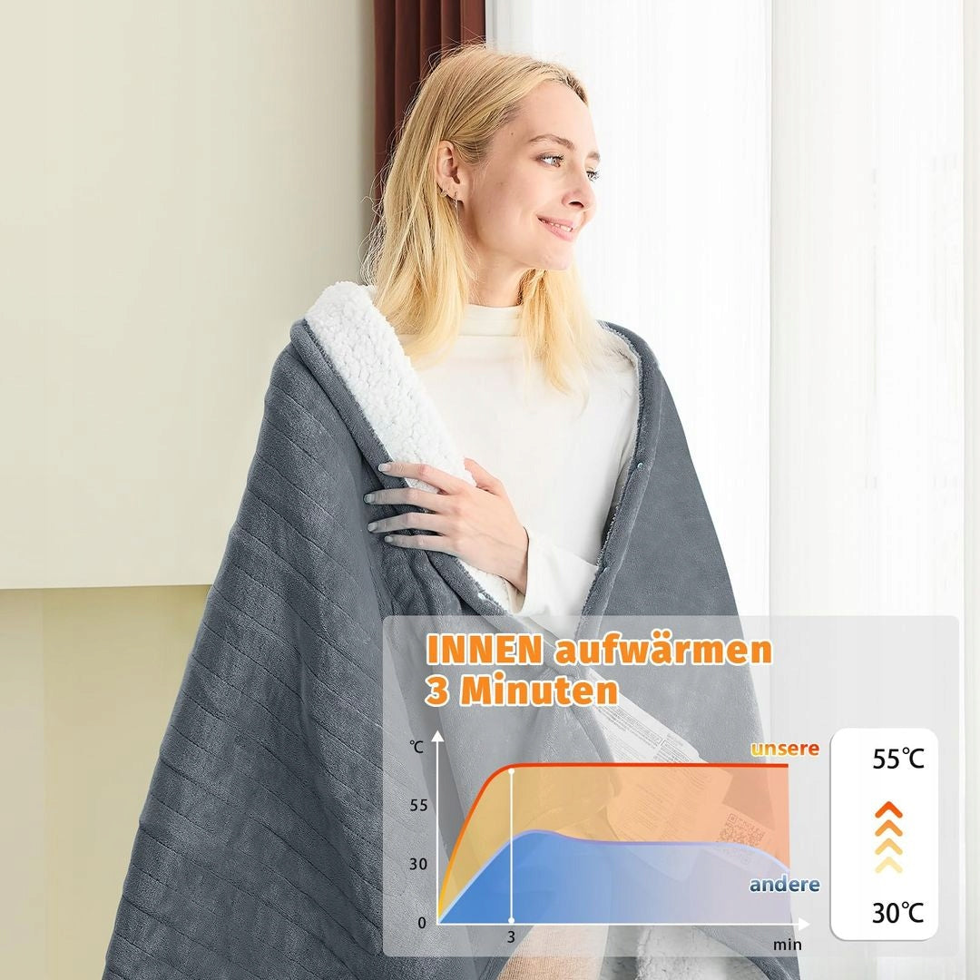 BOMOVA Electric Blanket 130 x 180 cm, Timer, 10 Temperature Levels, Grey Medical device no