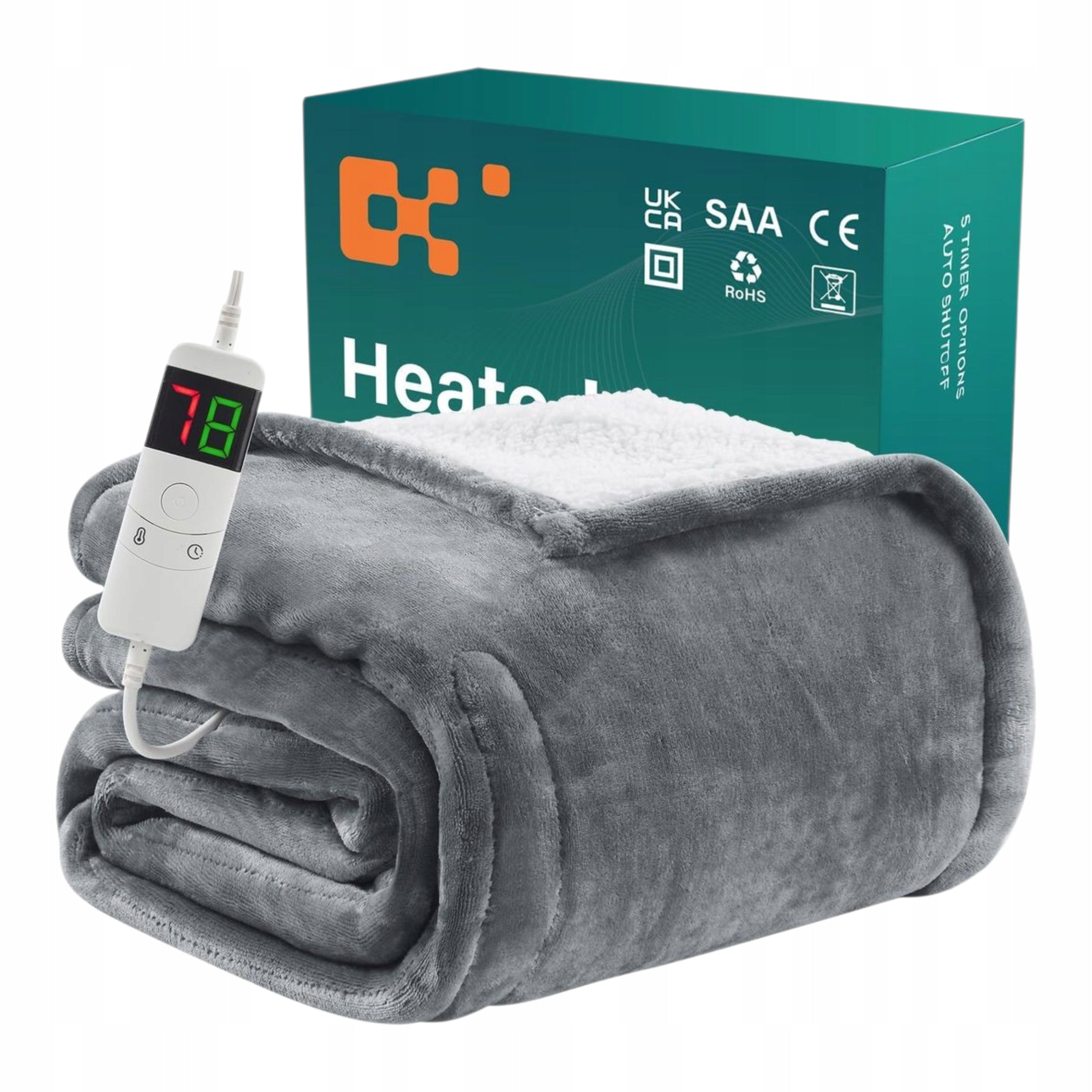 BOMOVA Electric Blanket 130 x 180 cm, Timer, 10 Temperature Levels, Grey