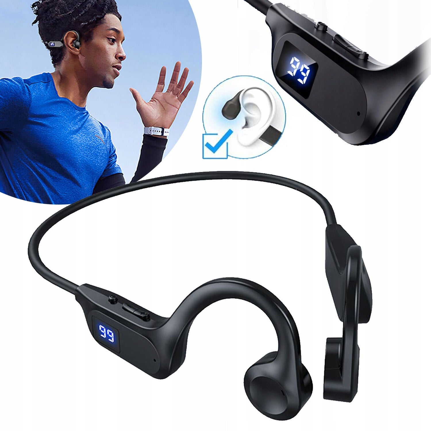 BONE WIRELESS SPORTS HEADPHONES WITH BONE CONDUCTION BLUETOOTH