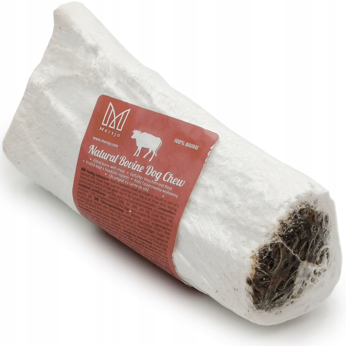 BONE WITH MEAT STUFFING FOR DOG natural teether beef bone delicacy Mersjo Packaging status original
