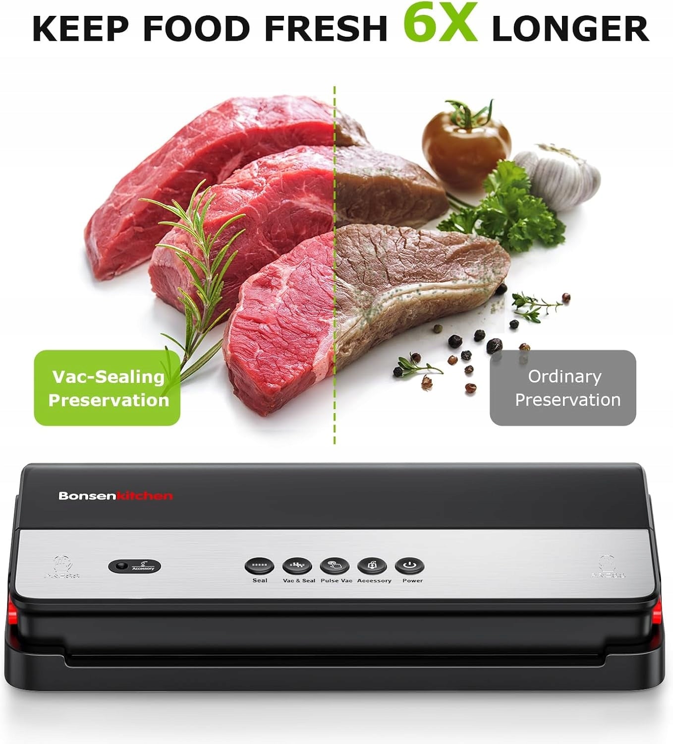 BONSENKITCHEN VS3017-A Vacuum Welding Machine 4in1 125W Food Packaging Packaging status original