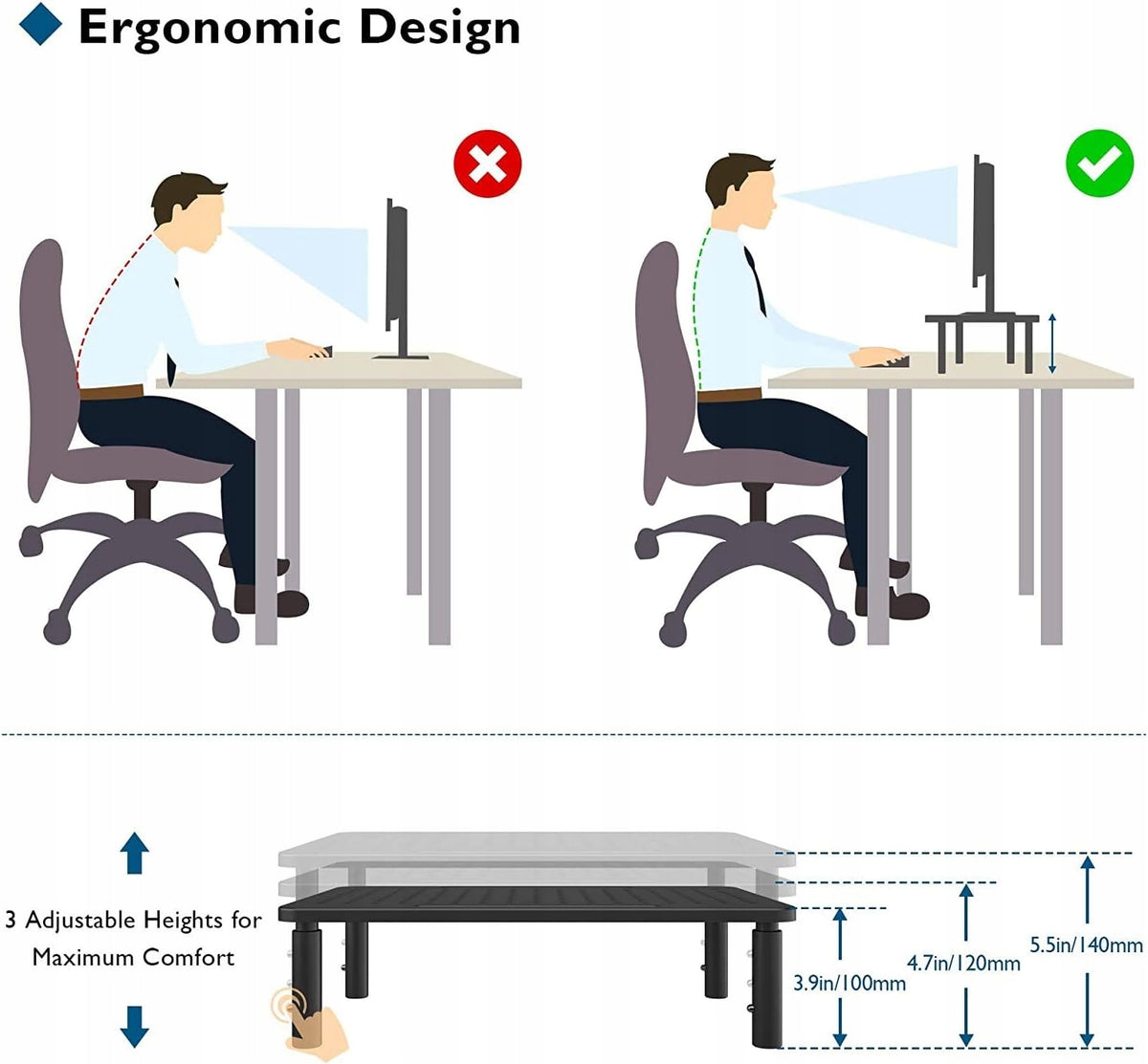 BONTEC Monitor Stand with Height Adjustment Manufacturer code Gbijibendiannaozhijia103