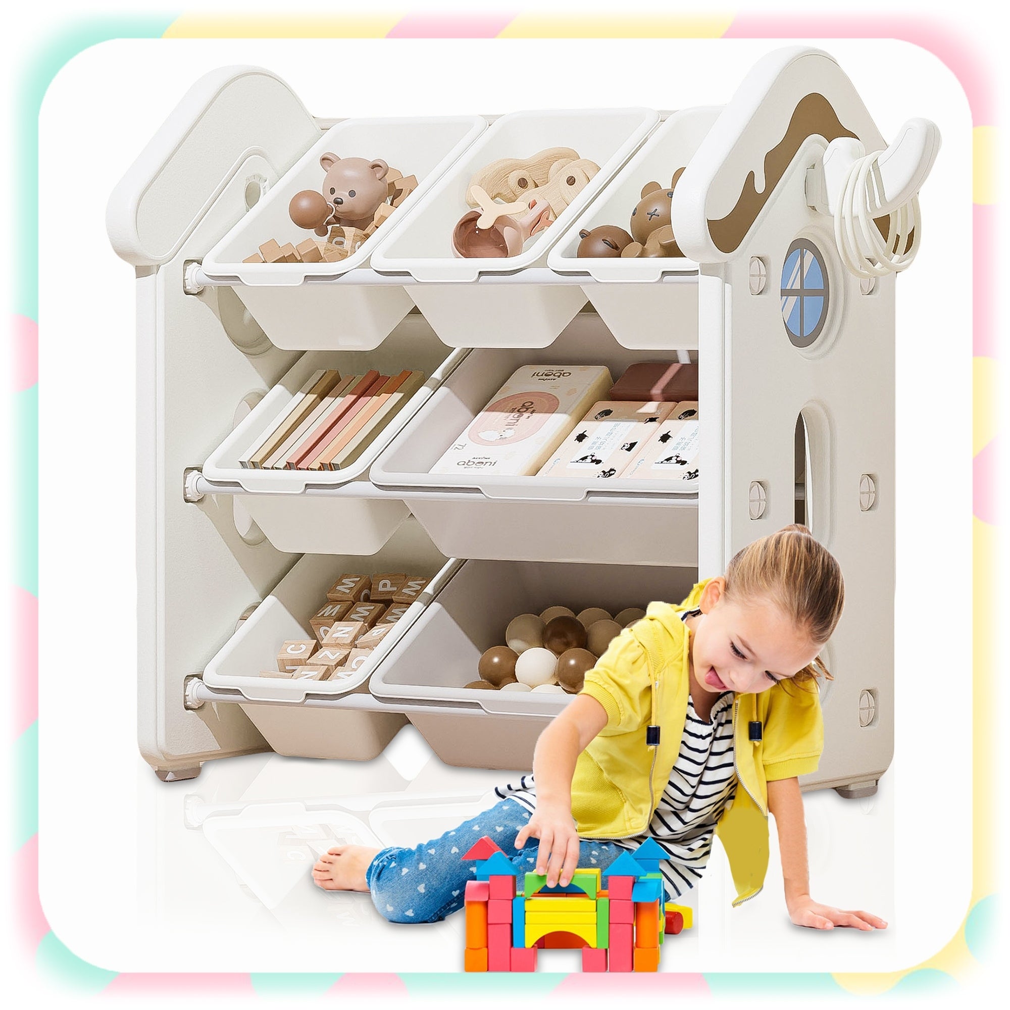 BOOK TOY RACK ORGANIZER CONTAINER CHILDREN'S HOUSE FOR BABY Packaging status original