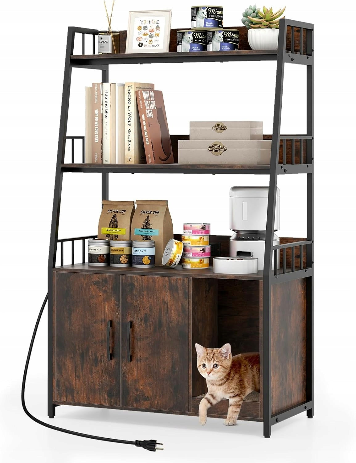 BOOKCASE CABINET CAT BED PERFECT FOR YOU AND YOUR PET BROWN
