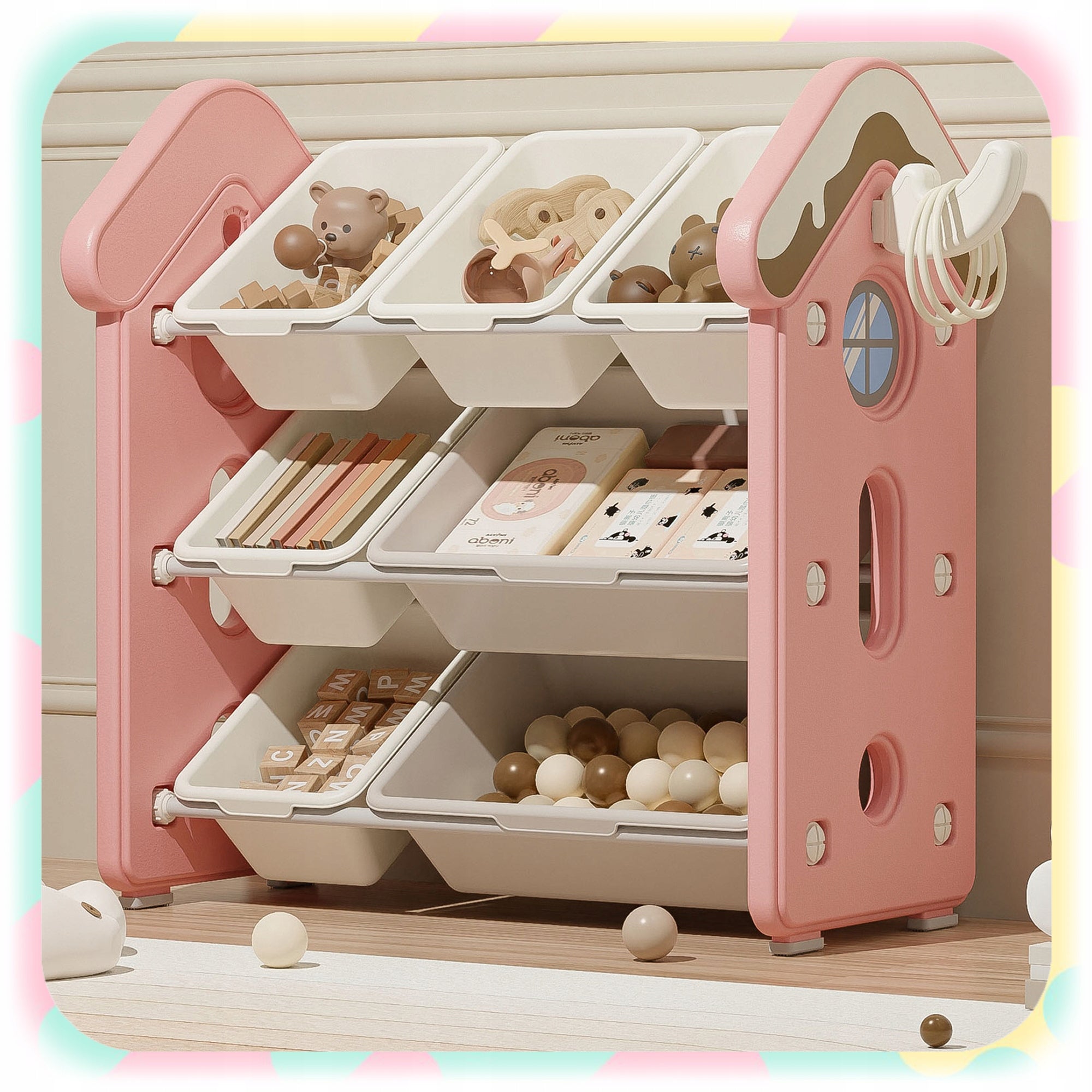BOOKCASE CHILDREN'S ORGANIZER FOR CHILDREN 68x70x40 cm PINK Brand no brand