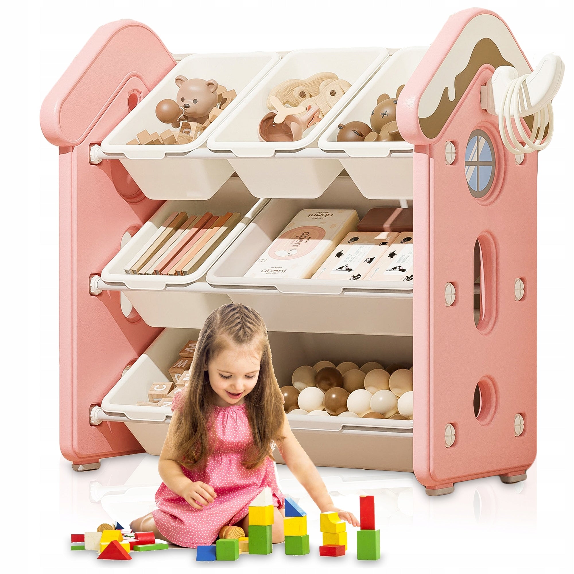 BOOKCASE CHILDREN'S ORGANIZER FOR CHILDREN 68x70x40 cm PINK