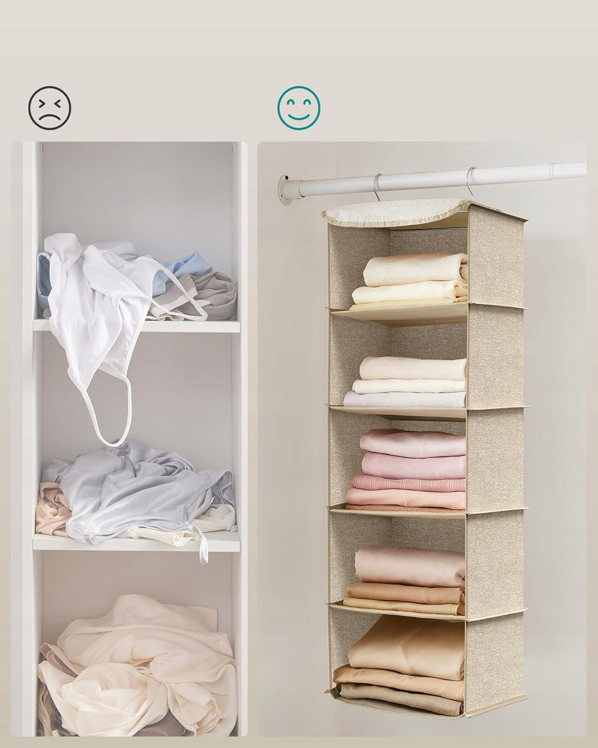 BOOKCASE HANGING MATERIAL SHELVES FOR CLOSET CLOTHES ORGANIZER FOLDING Manufacturer code REGAŁ WISZĄCY PÓŁKI MATERIAŁOWE