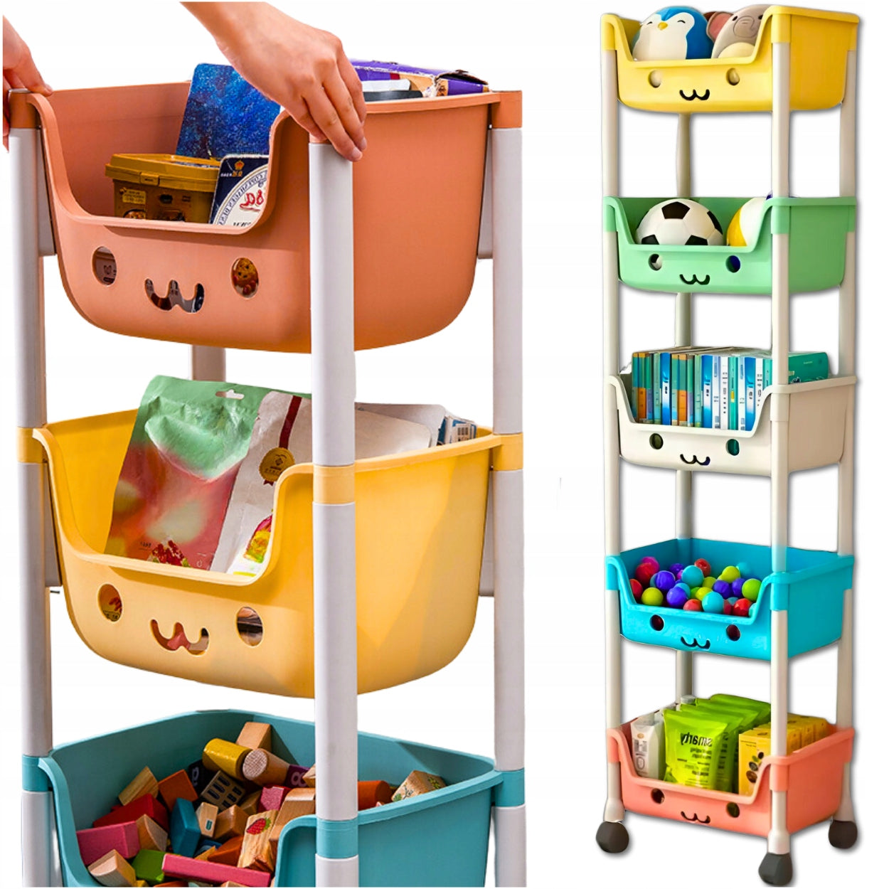 BOOKCASE TOY CABINET PLASTIC CONTAINER ON WHEELS 5 SHELVES ORGANIZER Manufacturer code regał na zabawki dla dzieci 5 półek