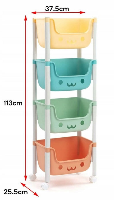 BOOKCASE TOY CABINET PLASTIC ORGANIZER CONTAINER ON WHEELS FOR CHILDREN Brand MPMAX