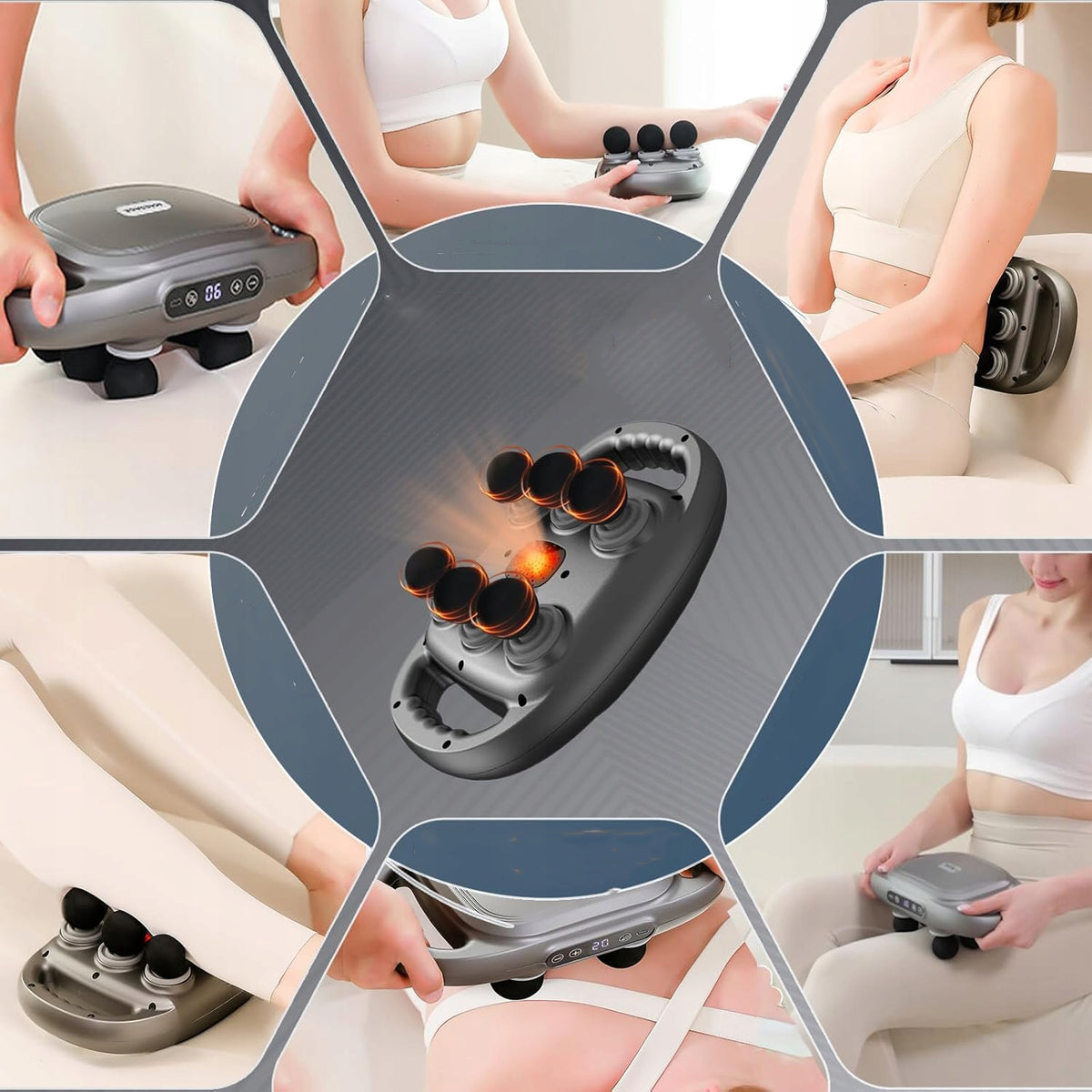 BOOM PX Massager Grey Electric 6 Intensity Manufacturer code Masażer wibracyjny 8 Głowicowy Mocny MAXTECH