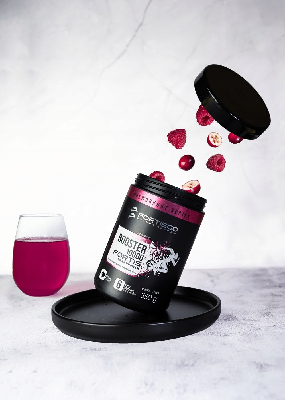 BOOSTER 10000 FORTIS Preworkout Raspberry-Cranberry (275g) Packaging status original