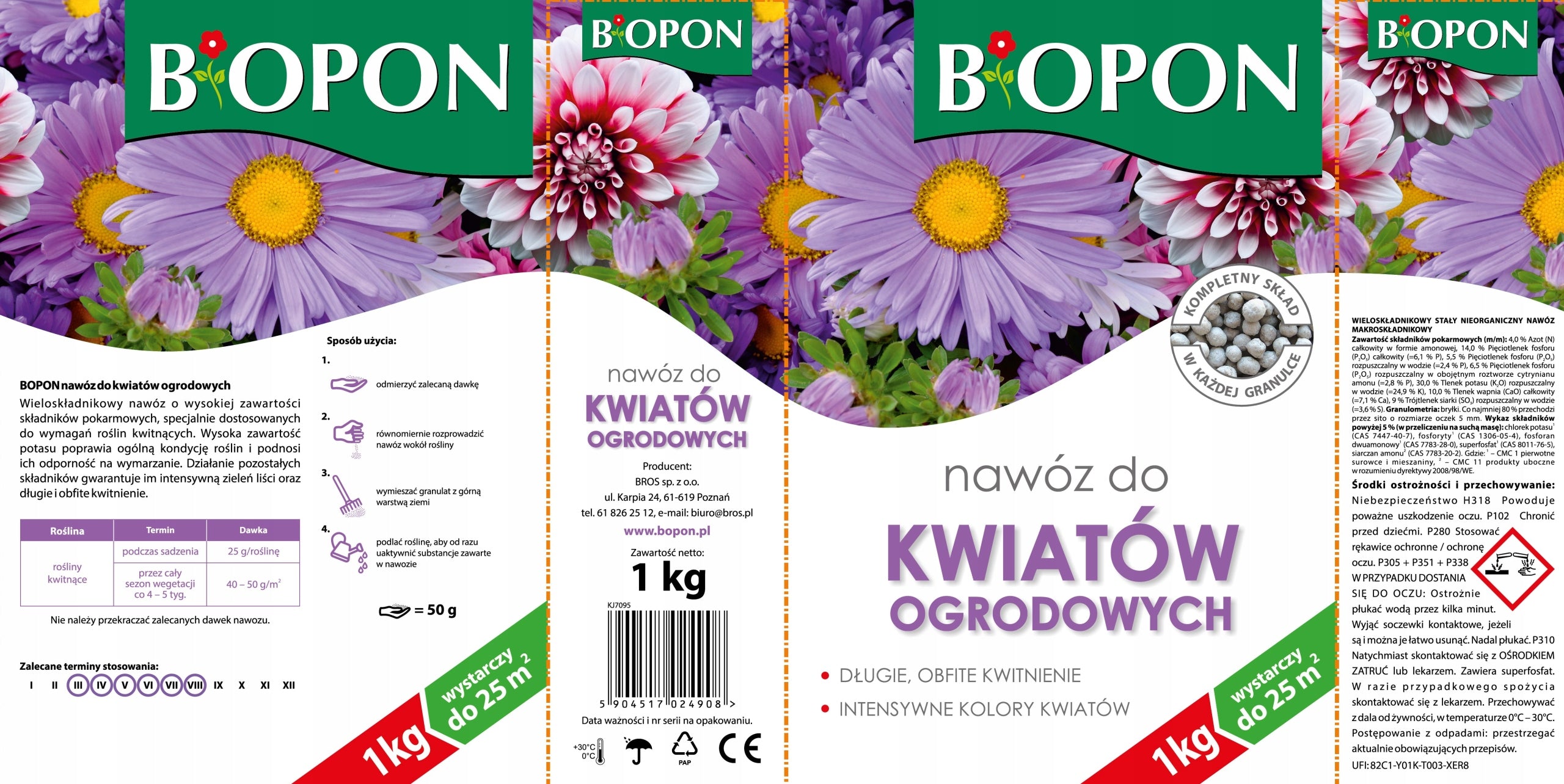BOPON Granulated Fertilizer for Garden Flowers, Biopon 1 kg Packaging status original