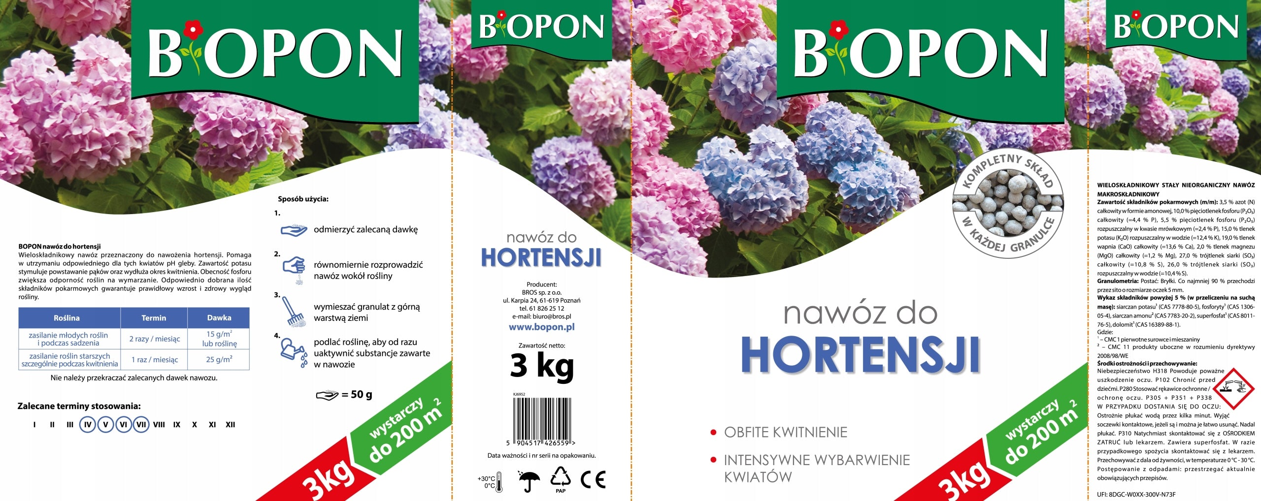 BOPON Granulated hydrangea fertilizer Biopon 3 kg Packaging status original