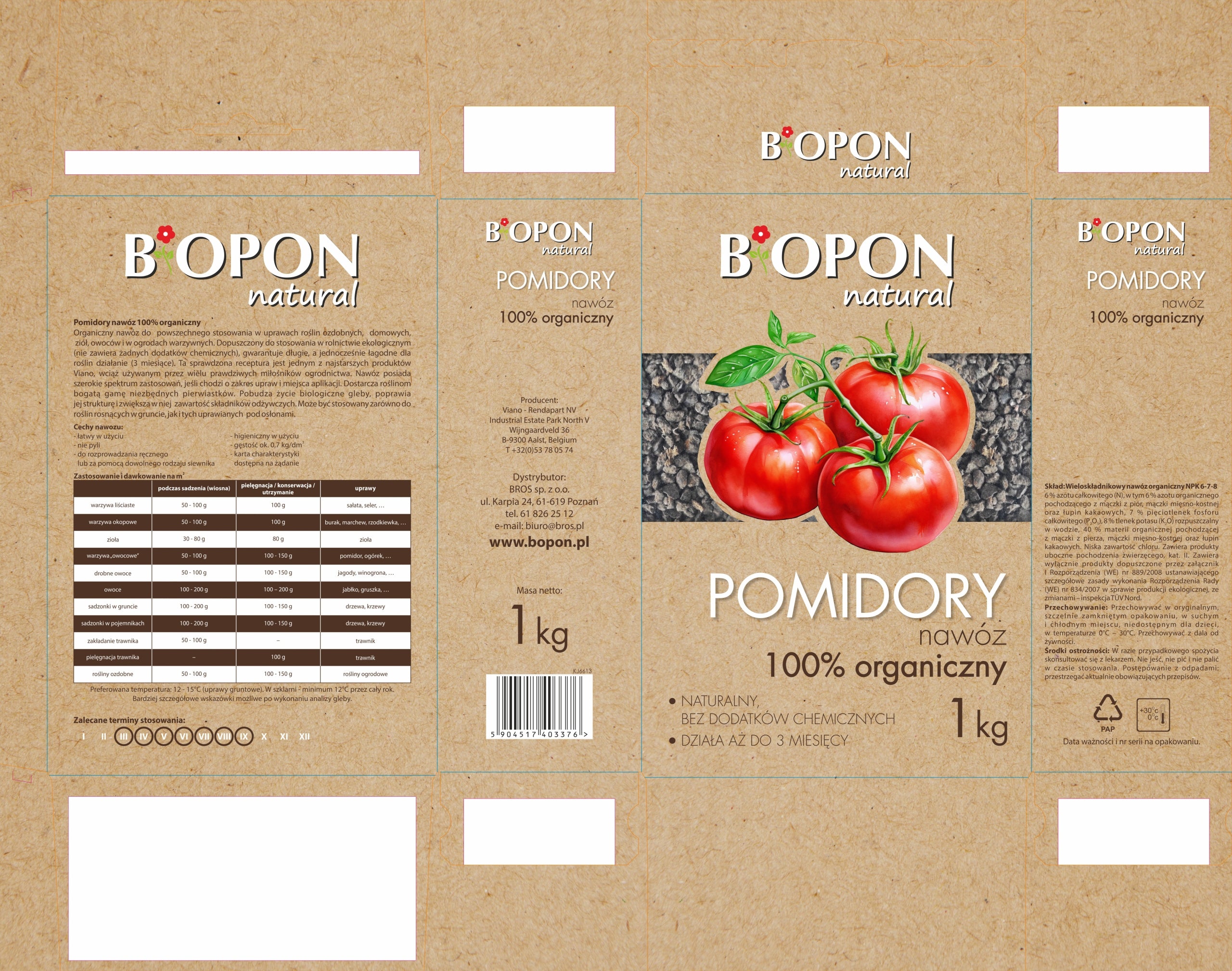 BOPON NATURAL Fertilizer FOR TOMATOES, organic farming, granules, 1kg Manufacturer code 2122