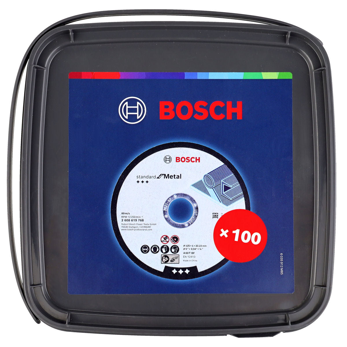BOSCH 100 CORUNDUM DISCS for cutting metal steel 125/1,0mm + CONTAINER Disc type cutting