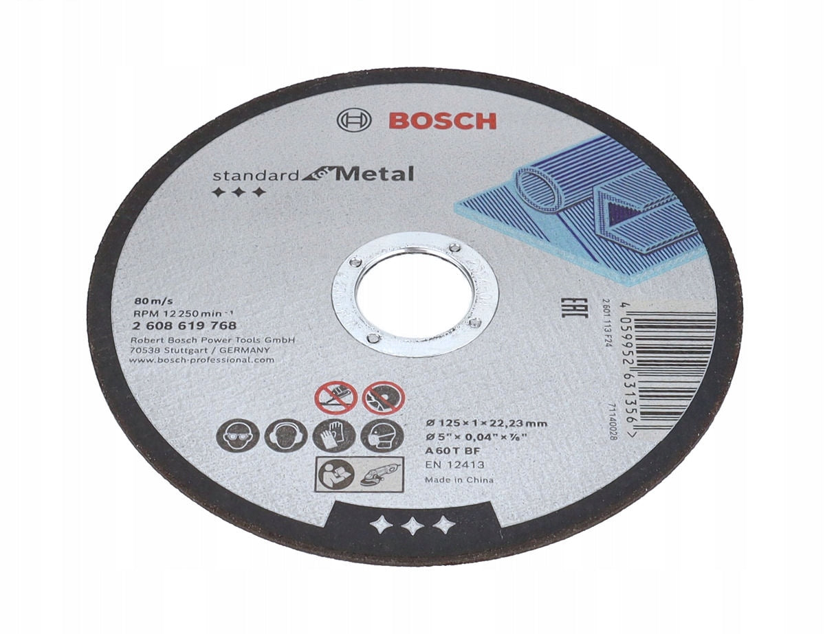BOSCH 100 CORUNDUM DISCS for cutting metal steel 125/1,0mm + CONTAINER EAN (GTIN) 4059952721453