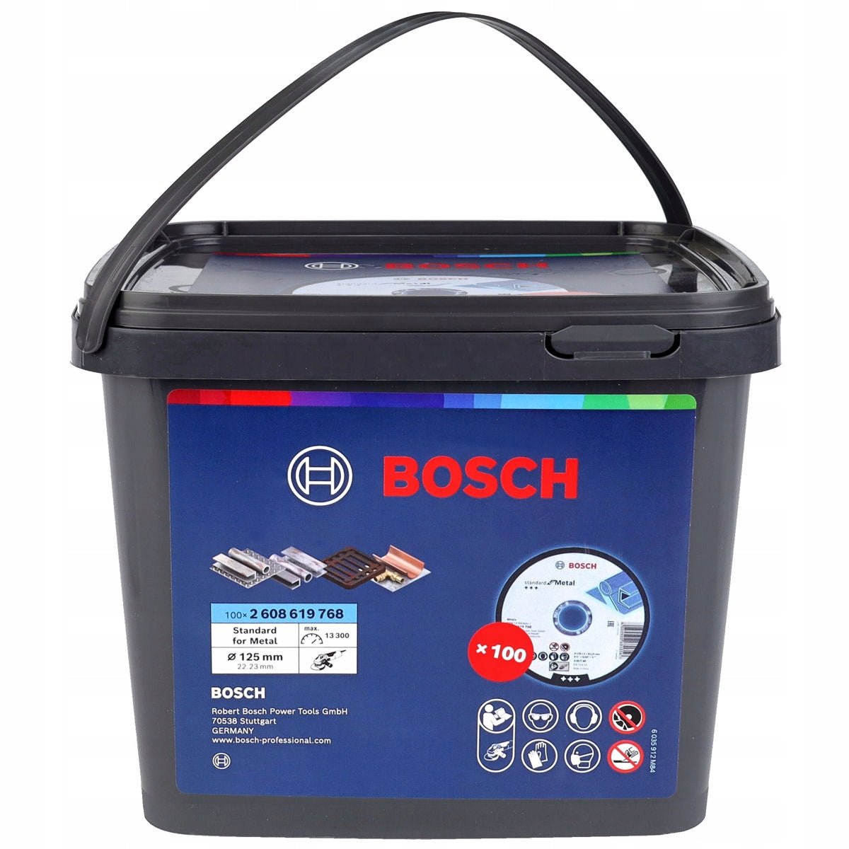 BOSCH 100 CORUNDUM DISCS for cutting metal steel 125/1,0mm + CONTAINER Hole diameter 22,2mm