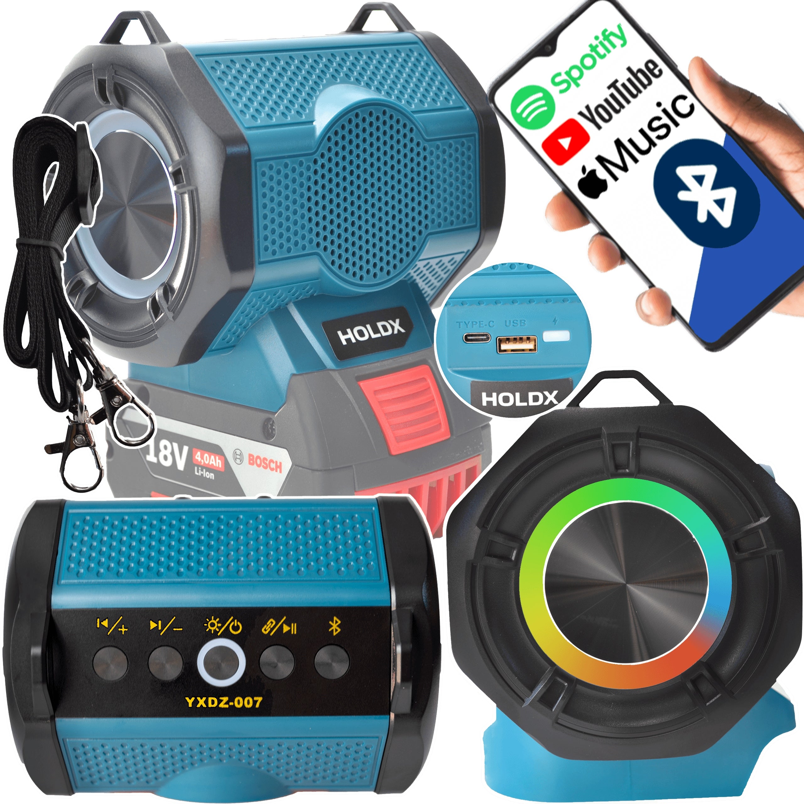 BOSCH 18V PORTABLE BATTERY BLUETOOTH SPEAKER FOR BUILDING BATTERY