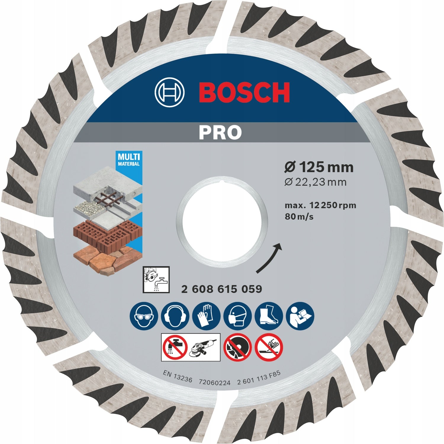 BOSCH DIAMOND BLADE 125mm UNI CONCRETE BRICK PLASTER Hole diameter 22,2mm