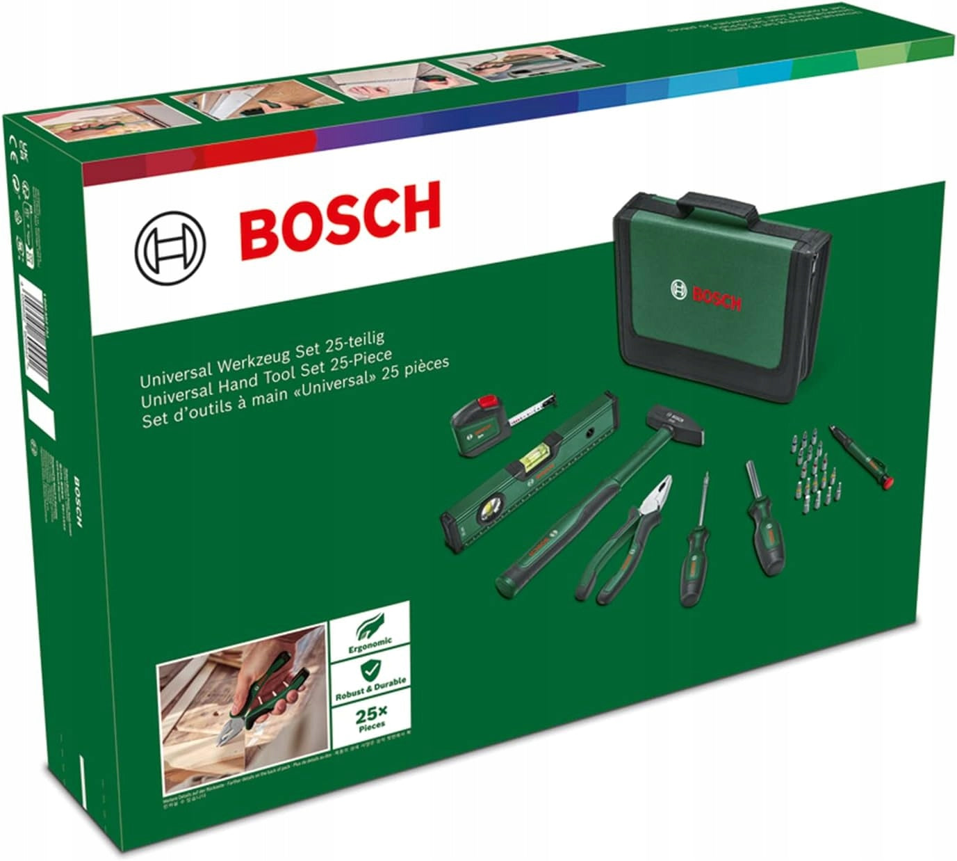 BOSCH HAND TOOL SET, HAMMER, SCREWDRIVER, TIPS 25PCS 1600A0275J Manufacturer code 4059952609942