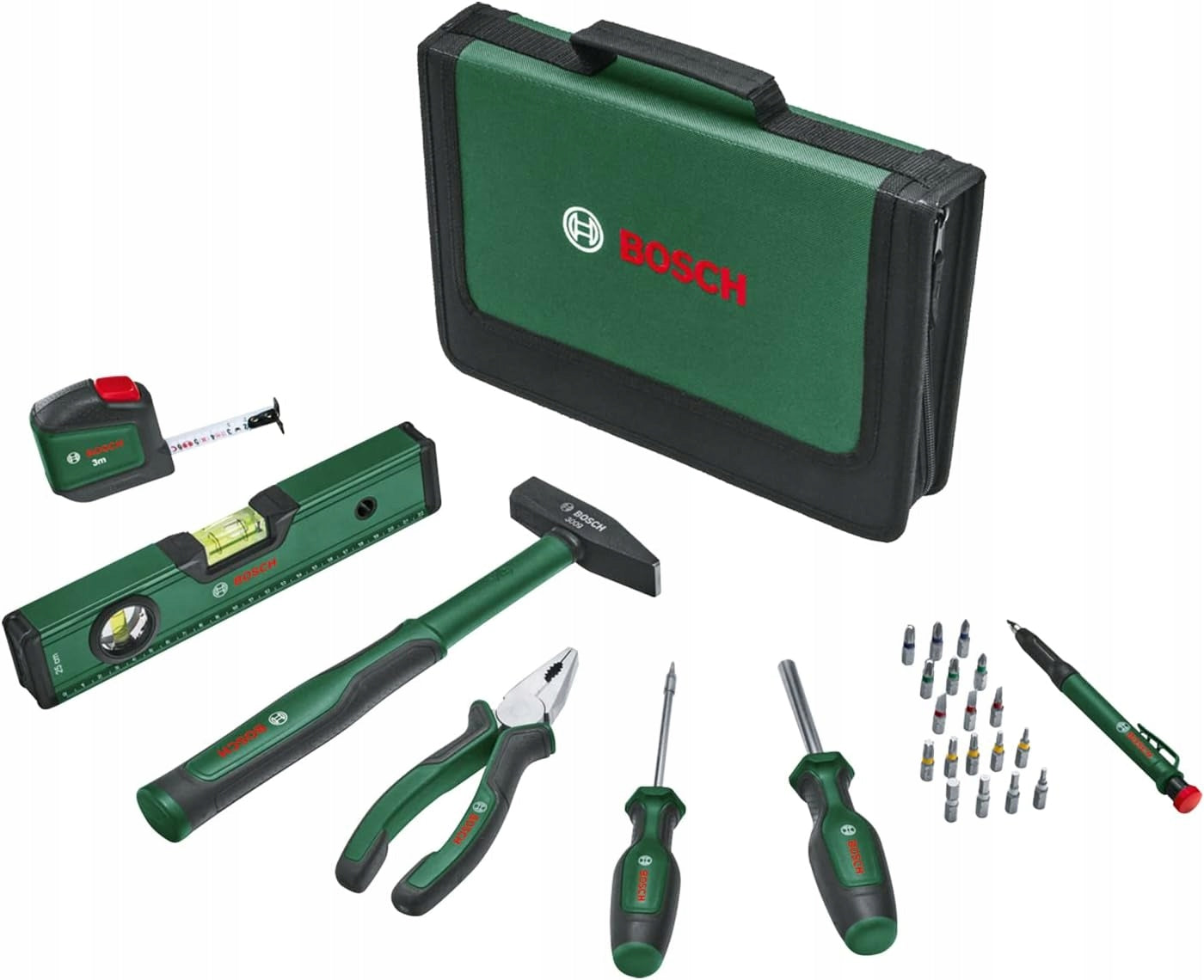 BOSCH HAND TOOL SET, HAMMER, SCREWDRIVER, TIPS 25PCS 1600A0275J