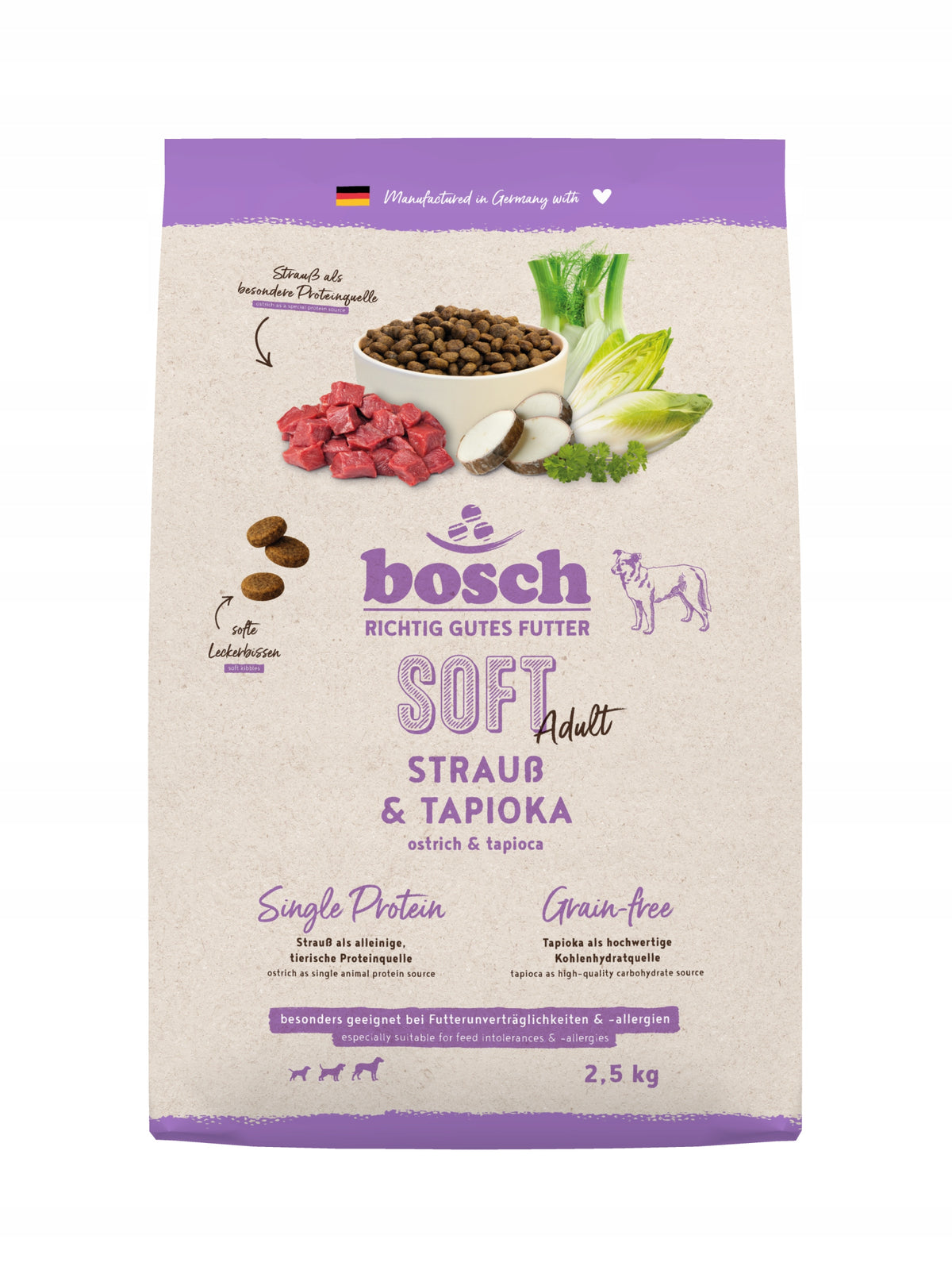 BOSCH SOFT OSTRICH SEMI-MOIST MONOPROTEIN OSTRICH DOG FOOD 2,5KG