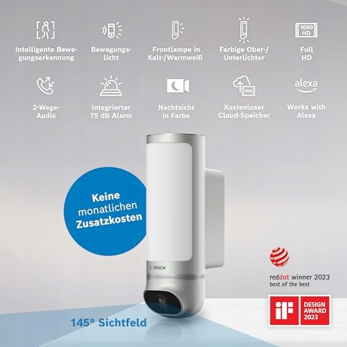 BOSCH Smart Outdoor Security Camera 1080p Full-HD Silver Packaging status original