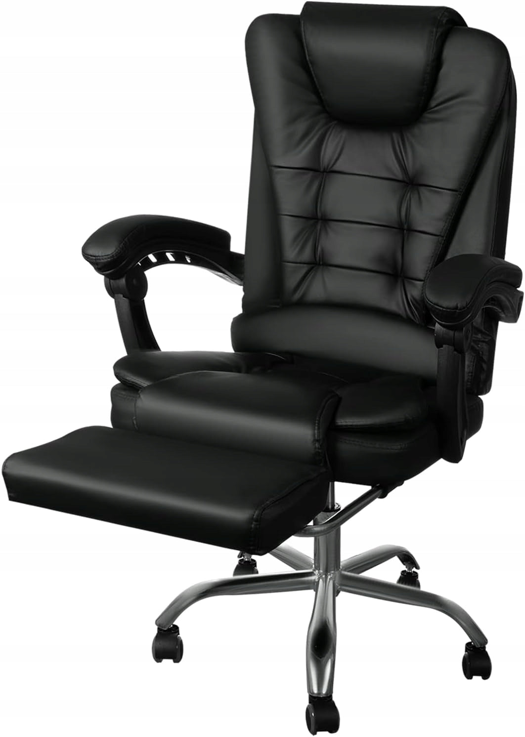 BOSS Computer Office Swivel Chair with Footrest Black ECO LEATHER Packaging status original