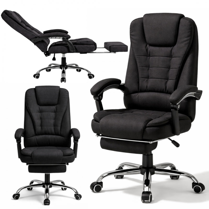 BOSS swivel office chair with footrest - black MATERIAL