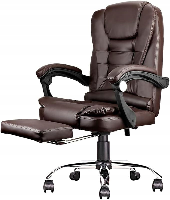 BOSS swivel office chair with footrest - brown LEATHER KO22BR Brand Ecarla