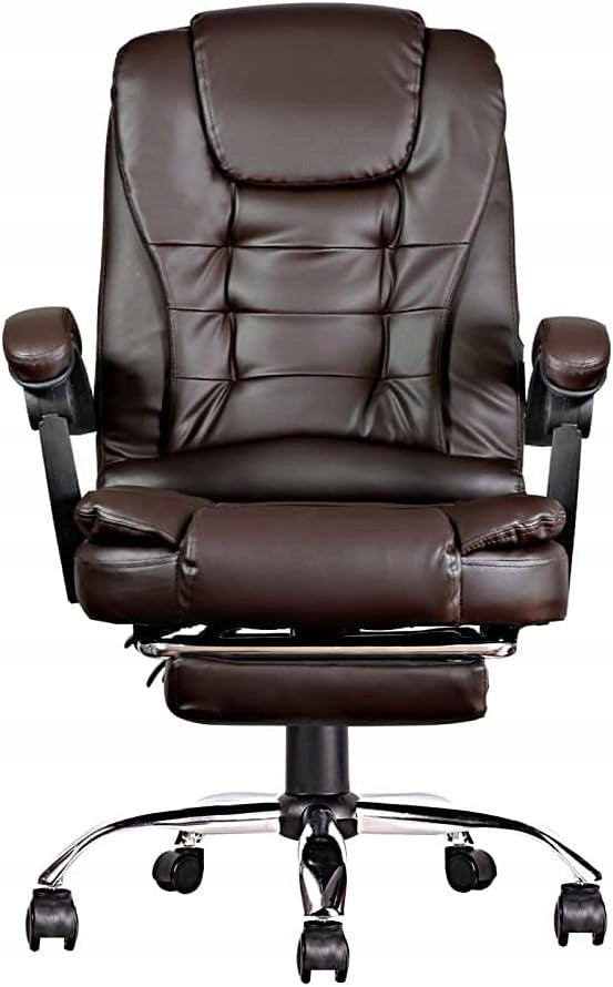 BOSS swivel office chair with footrest - brown LEATHER KO22BR Furniture depth 56 cm