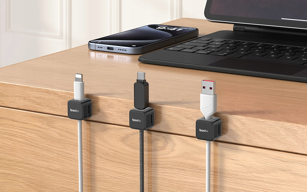 BOSTE ORGANIZER SELF-ADHESIVE CLIP MAGNETIC HOLDER FOR WIRE CABLES Color black