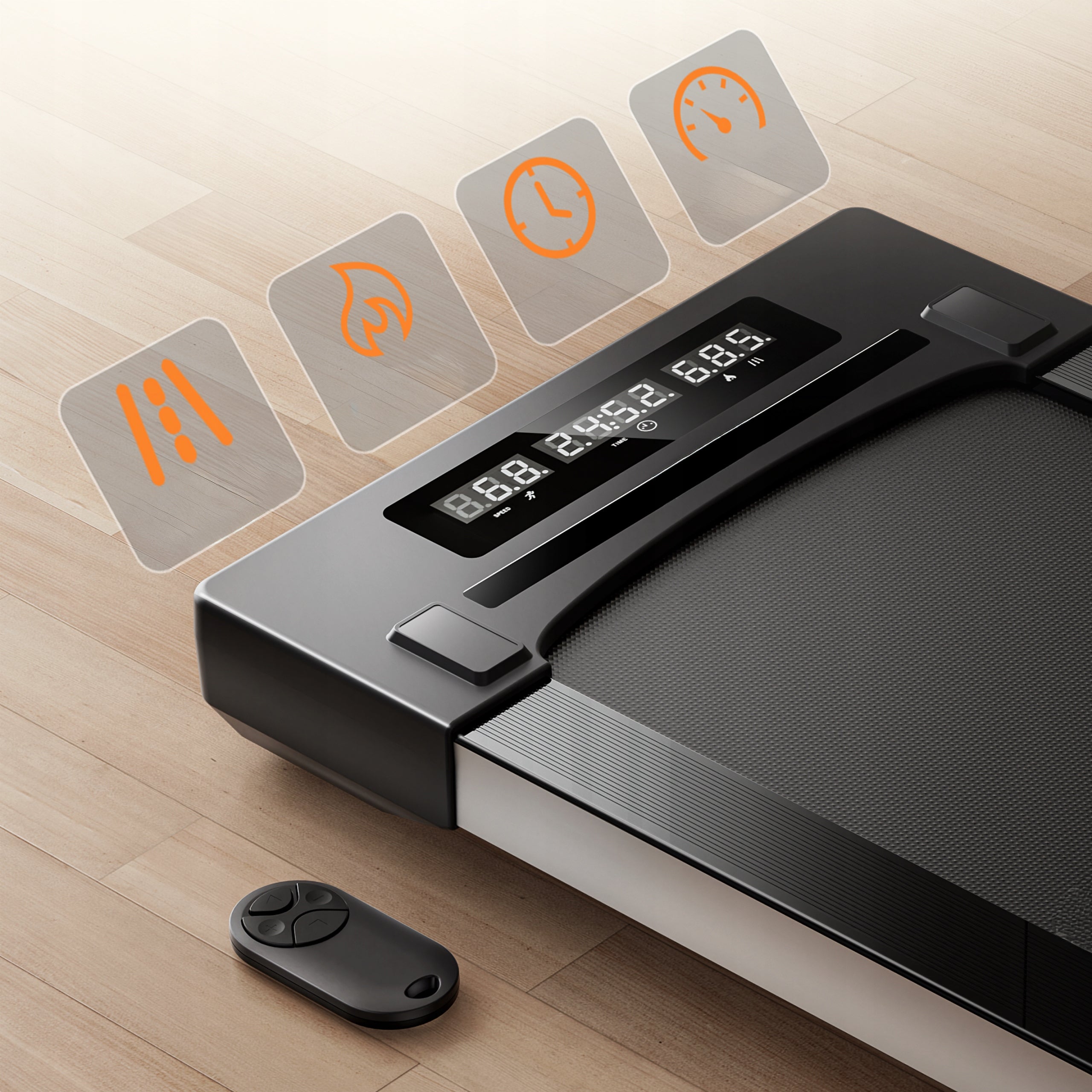 BOSTE WALKINGPAD TREADMILL HOME ELECTRIC SLIM 6KM/H TRAINING UNDER BED Measurements training duration distance speed burned calories