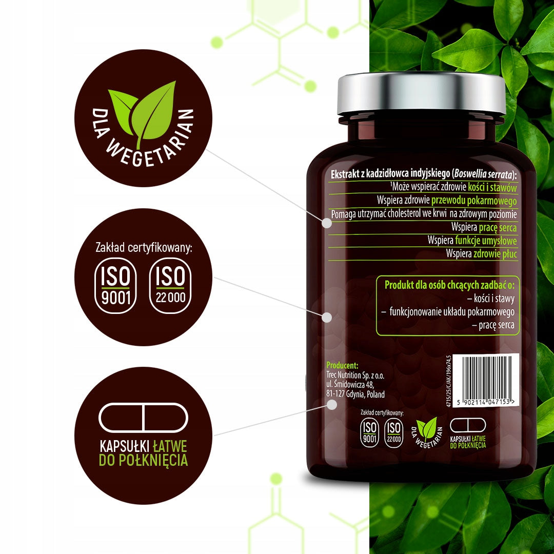 BOSWELLIA SERRATA 1000 MG FOR JOINTS AND BONES 90 VEGETABLE CAPS INDIAN BOSWELLIA Manufacturer code Kwas bosweliowy Indyjski, Boswelia serata