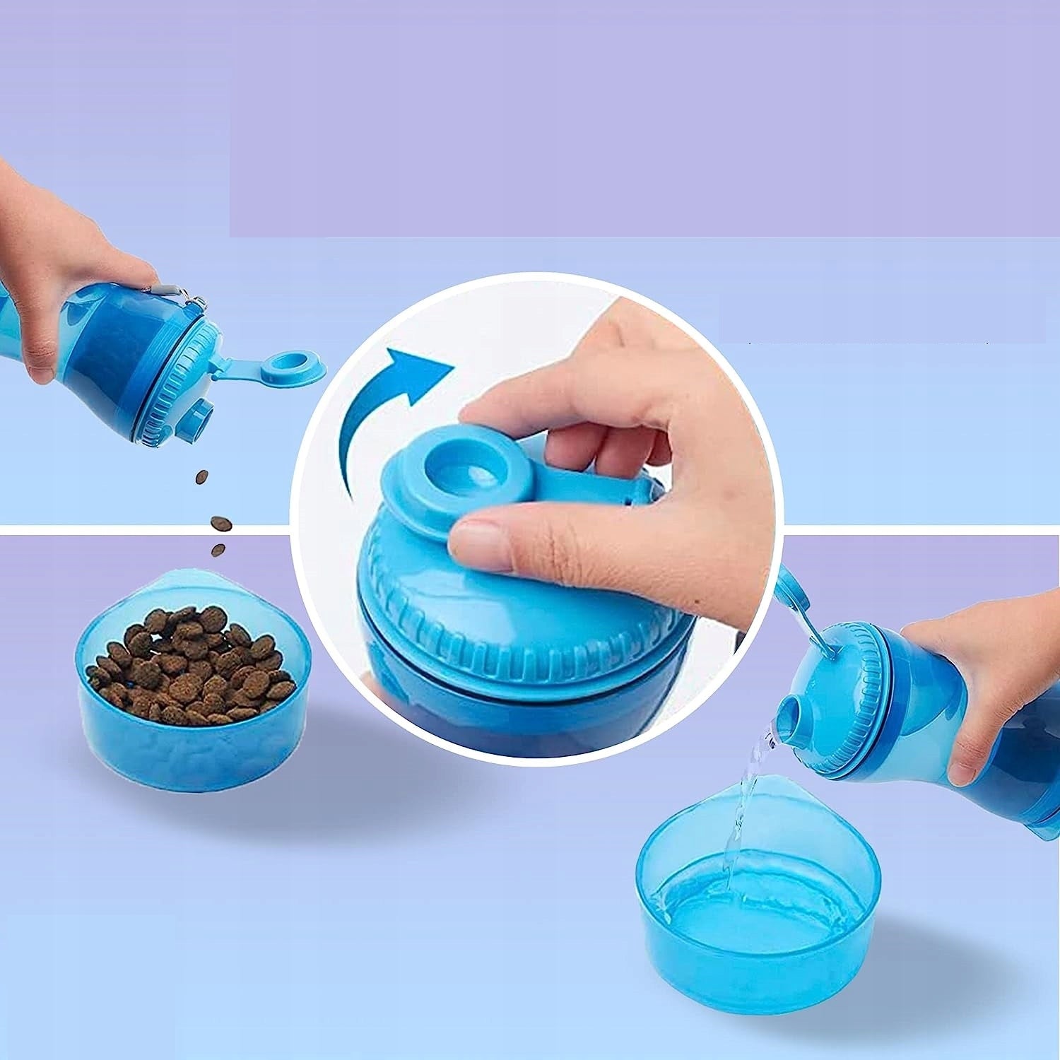 BOTTLE 3in1 FOR DOG 2 TRAVEL BOWLS BLUE 610 ml Device type water bottle