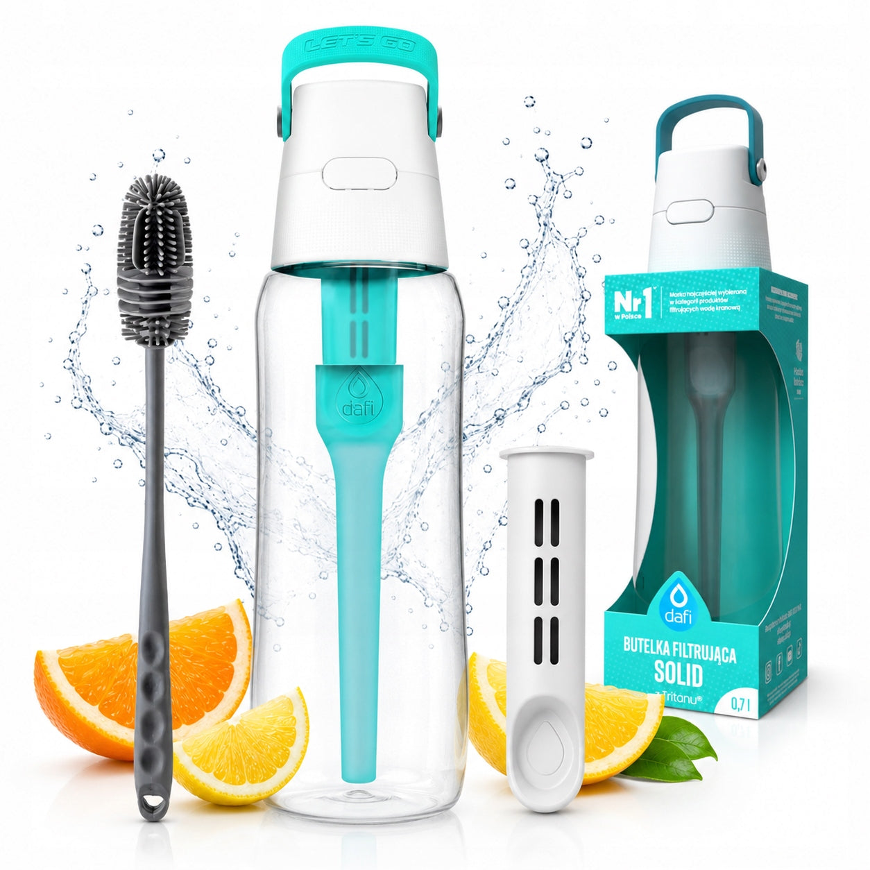 BOTTLE FILTER BOTTLE Dafi Solid 0.7 L Turquoise Filter Washing brush