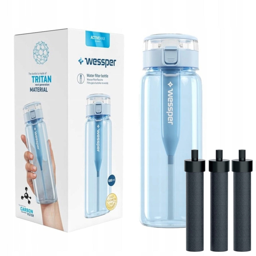 BOTTLE Filter bottle Wessper ActiveMax Clarti 0,68l BLUE 3 CARTRIDGES