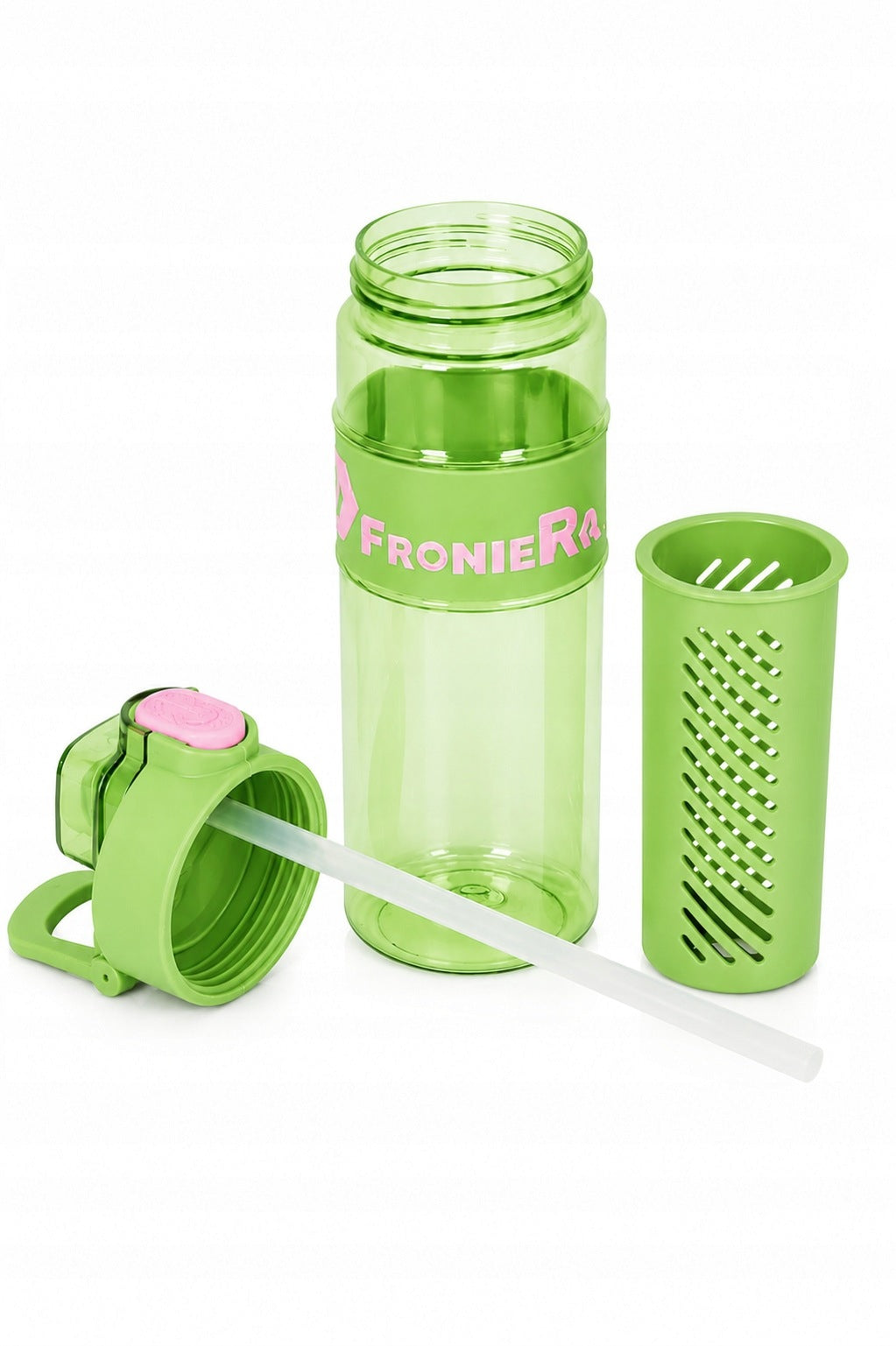 BOTTLE GREEN BOTTLE FOR FRUIT WATER 650ML WITH STRAW ICE FRUIT CARTRIDGE Brand no brand
