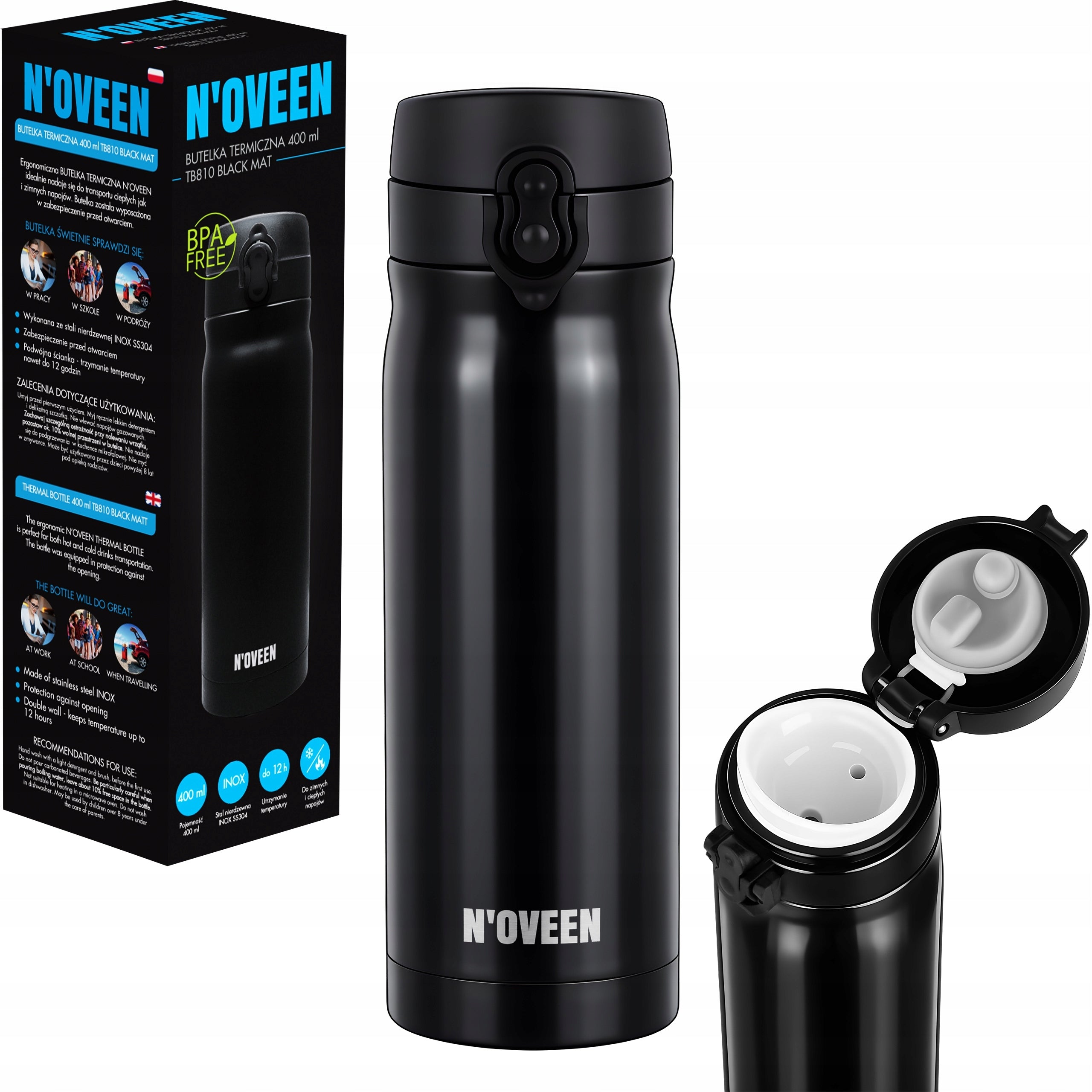 BOTTLE THERMAL MUG THERMOS WATER BOTTLE 400ml INOX FOR COFFEE TEA