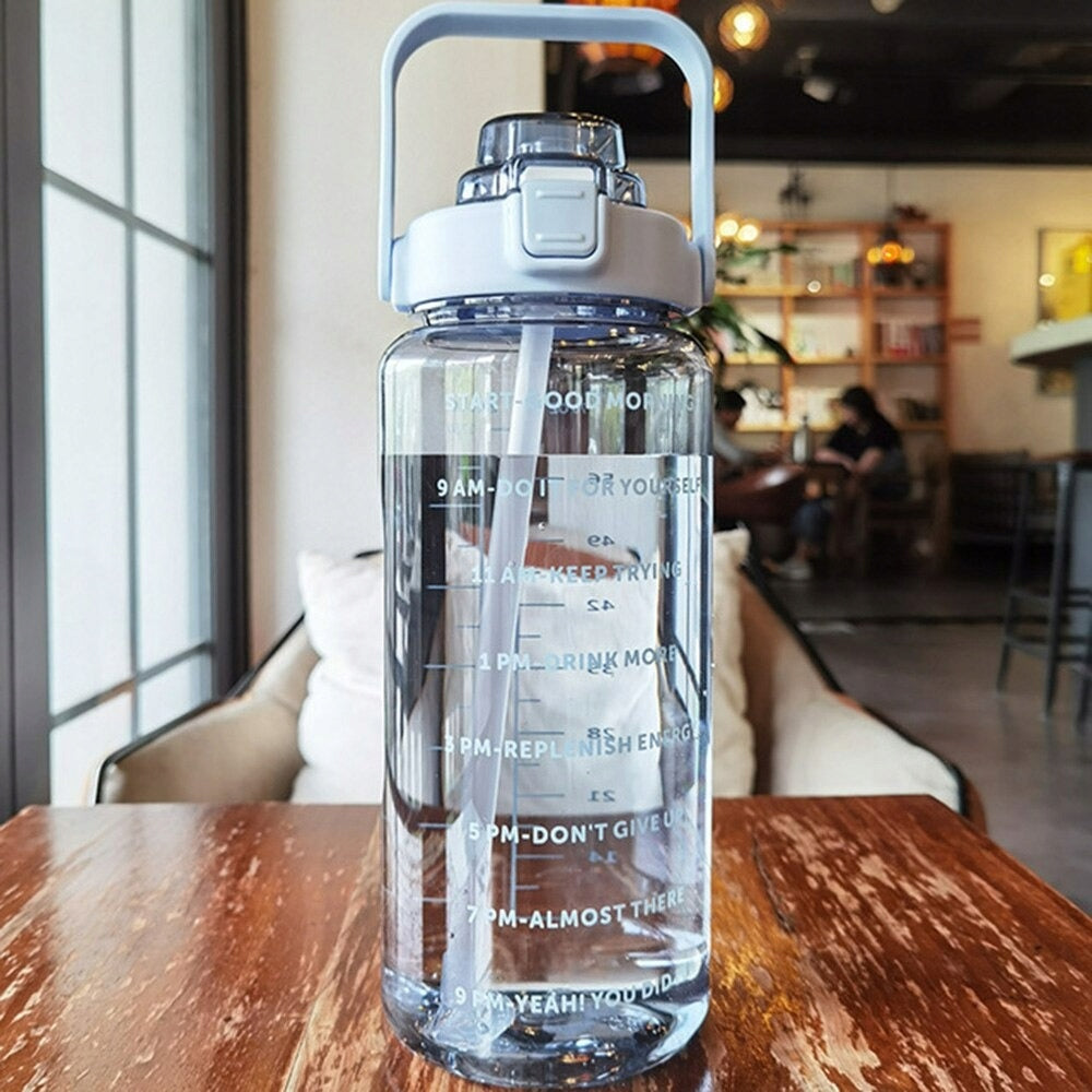 BOTTLE WATER BOTTLE 2L 2000ML WITH REMINDER WITH STRAW 2L BLUE HOUR