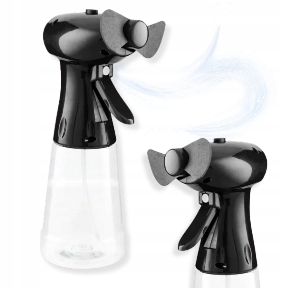 BOTTLE WITH FAN SPRAY FAN BLACK HANDHELD FAN