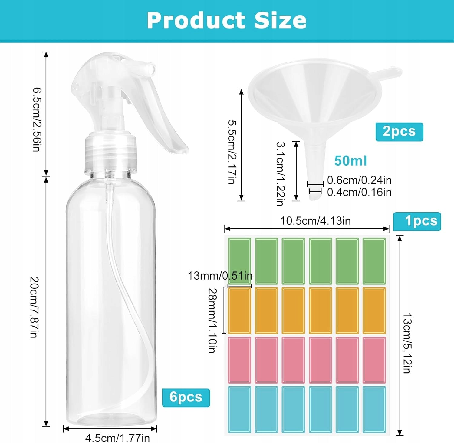 BOTTLES SPRAY SET 200ML 6 PIECES SPRAY SEALED SOLID UNIVERSAL Brand no brand