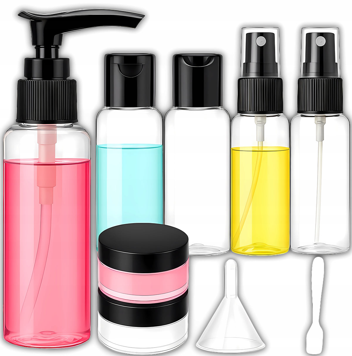 BOTTLES TRAVEL CONTAINERS FOR COSMETICS HOLIDAY AIRPLANE LUGGAGE SET 9PCS