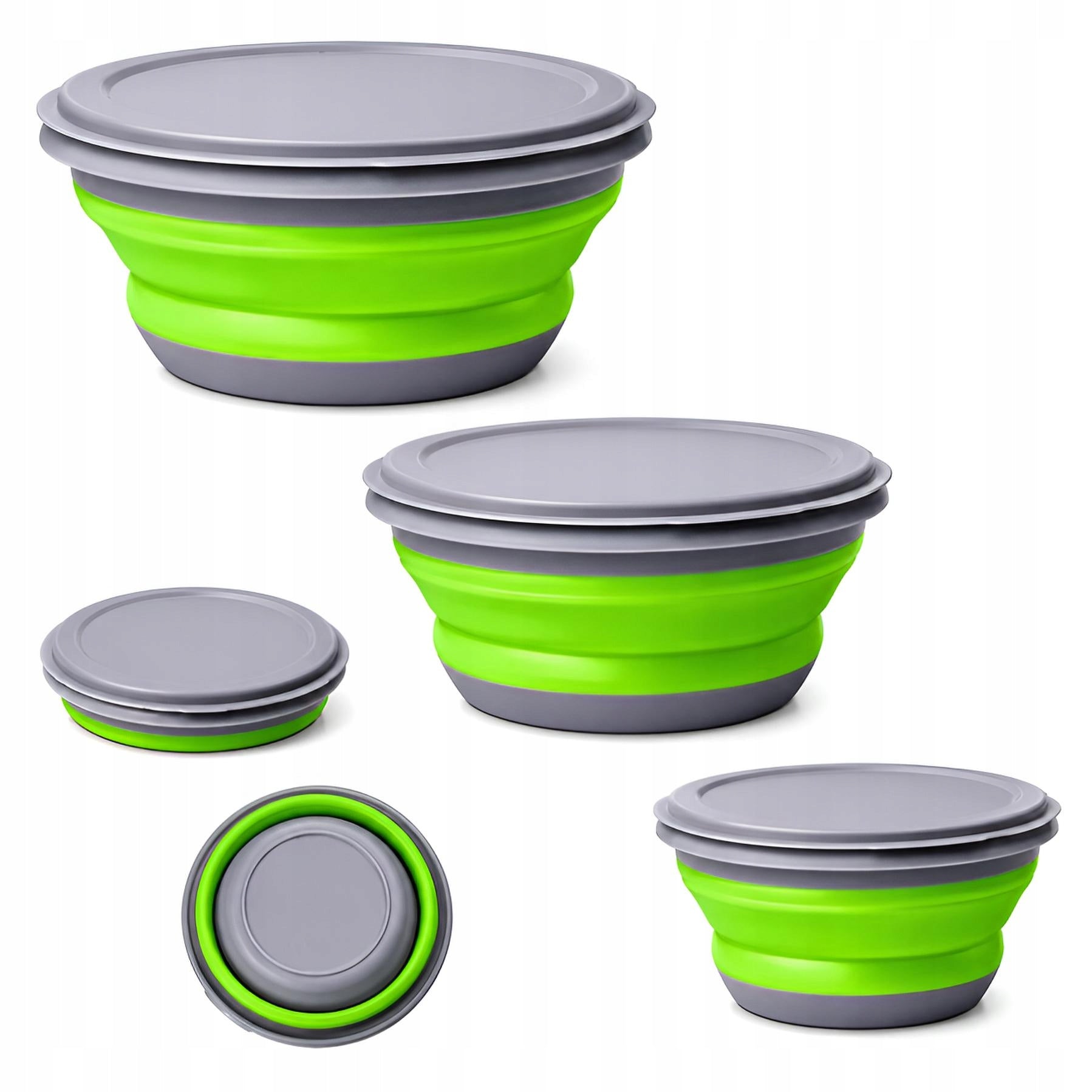 BOWLS CONTAINERS SILICONE Bowl Folding Hiking CAMPING Lids 3 Packaging status original