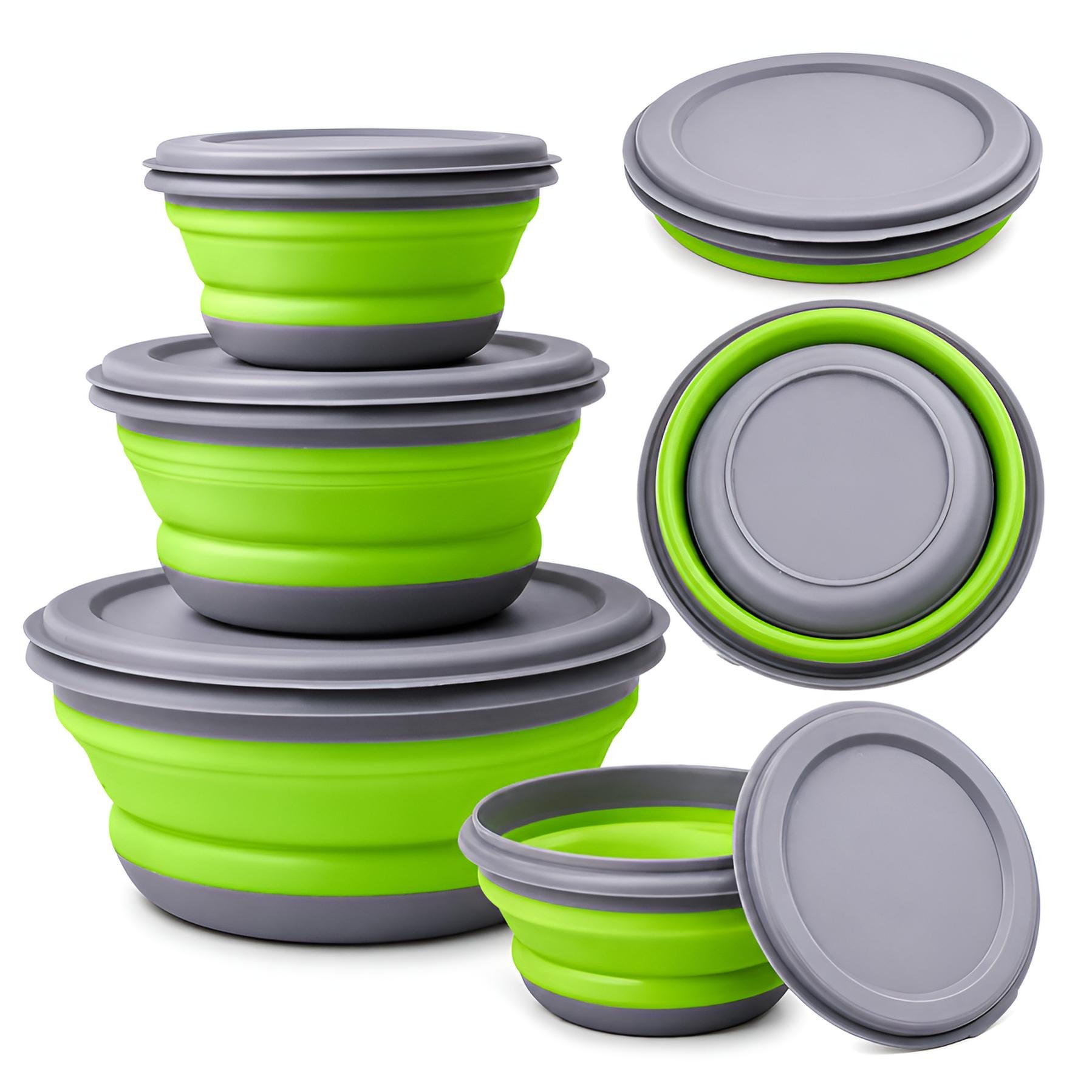 BOWLS CONTAINERS SILICONE Bowl Folding Hiking CAMPING Lids 3