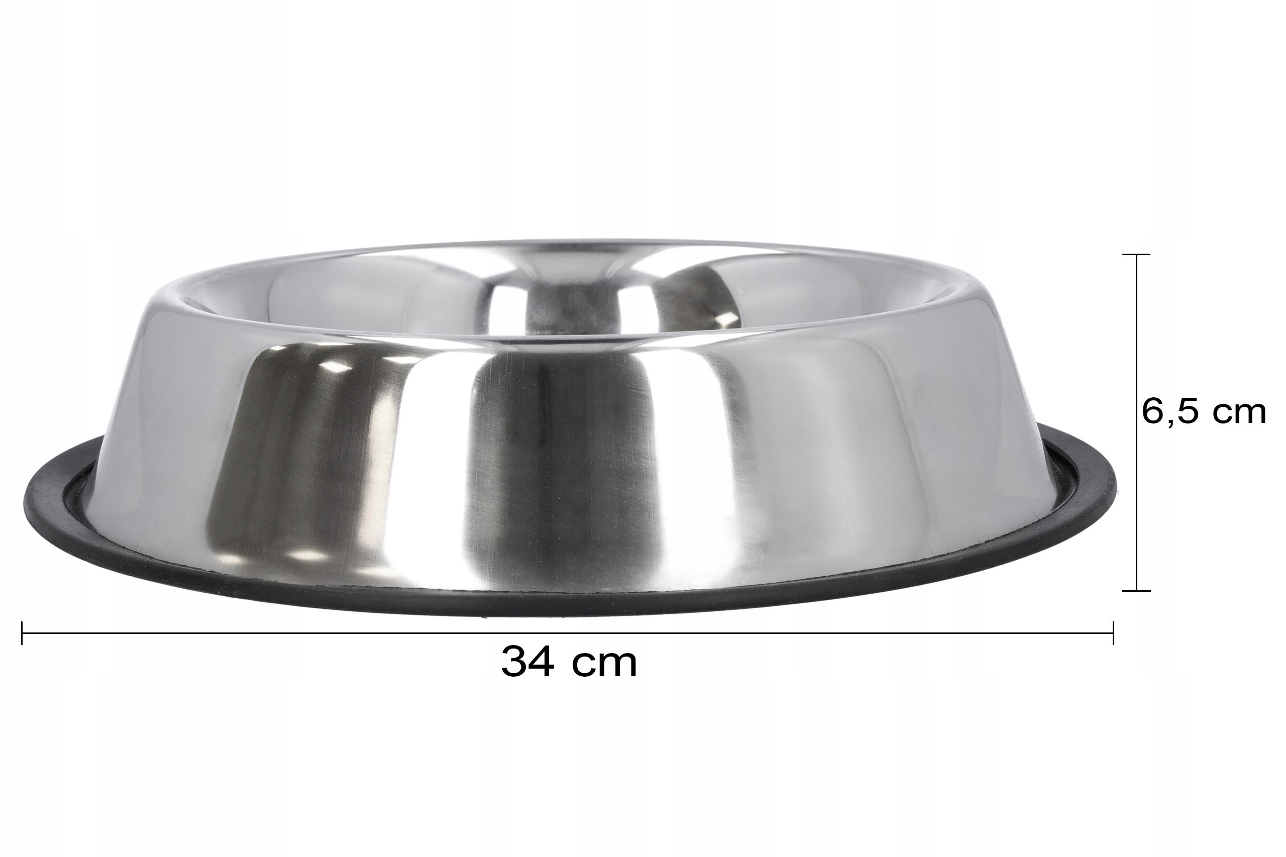 BOWLS DOG BOWL METAL WATER FOOD LARGE XXL 34 CM NON-SLIP Color gray