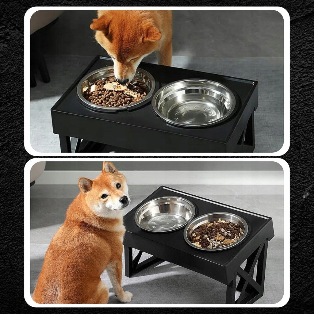 BOWLS ON STAND ADJUSTABLE DOUBLE BOWL LARGE NON-SPILL 2IN1 FOR DOG Device type set of two bowls