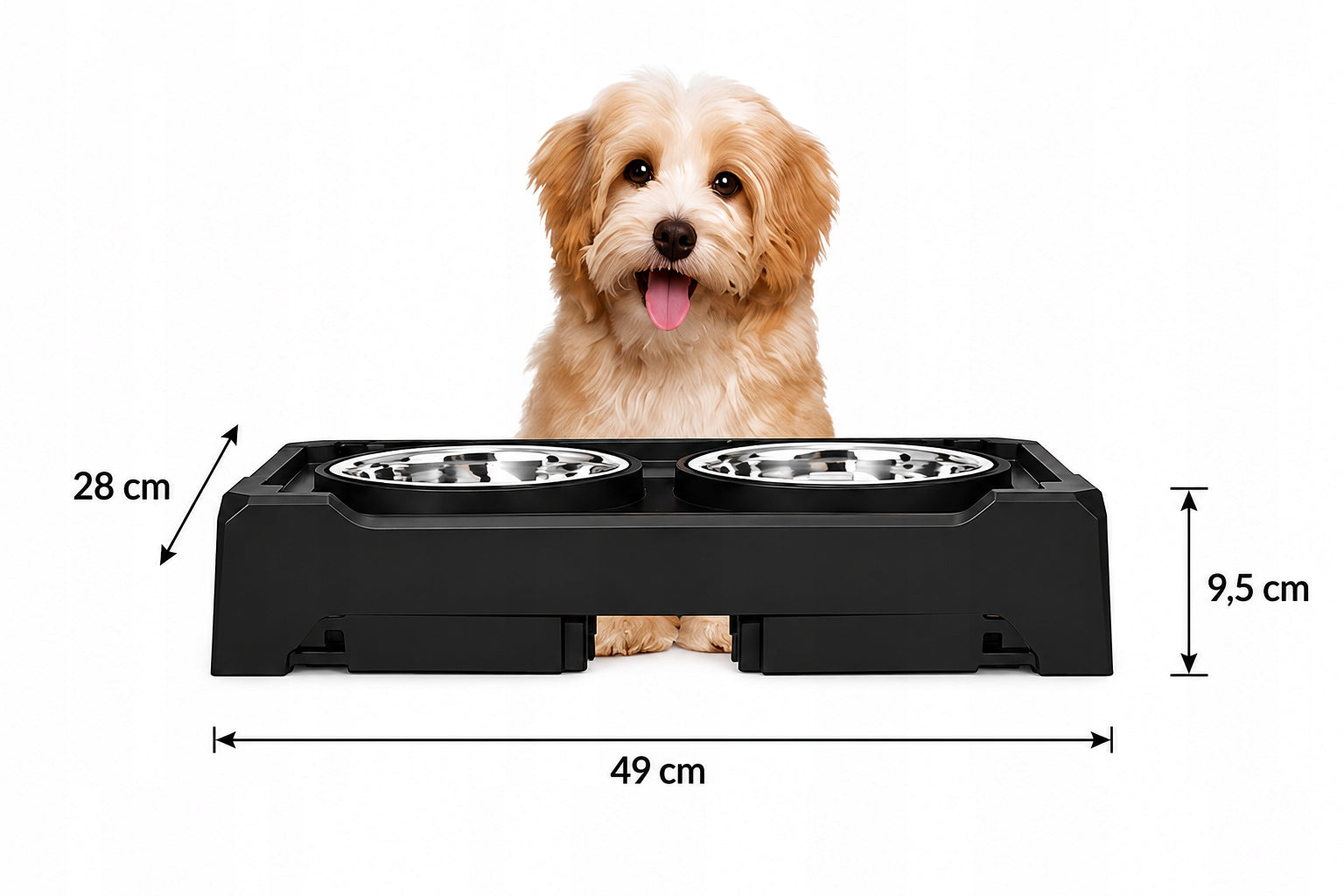 BOWLS ON STAND Adjustable Double Bowl Large Slowing For Dog Capacity 1.8 l